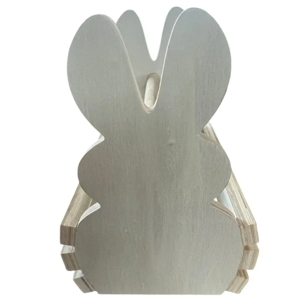 Spritz Rabbit‎ Crate Small Natural Wood Easter Basket New Bunny Caddy Handle